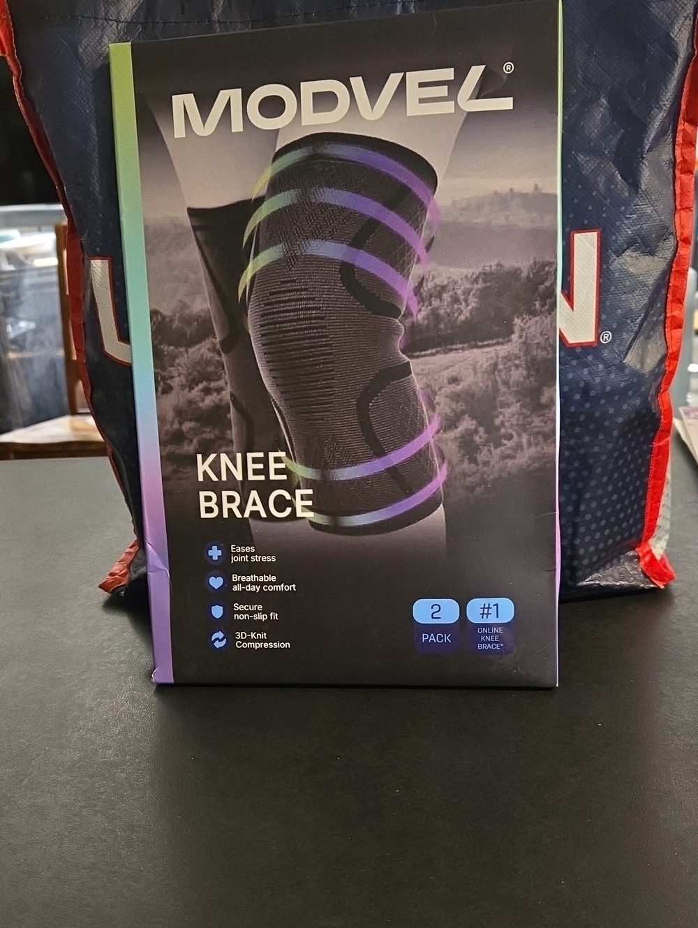 Knee Brace Compression Sleeve - Black and Purple